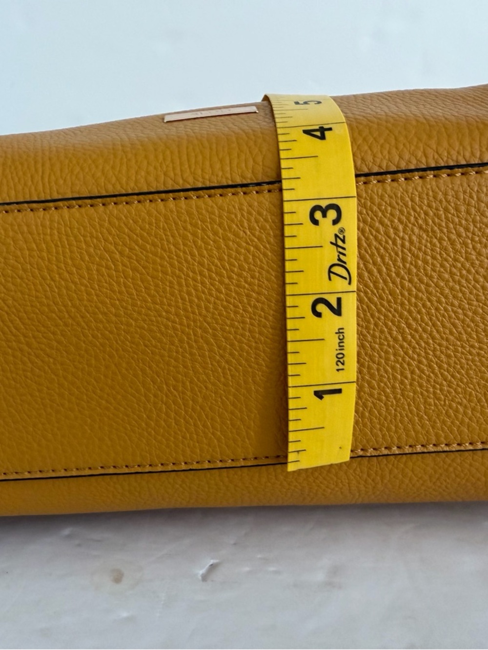 Aldo Mustard Yellow Pebbled Leather Satchel with Scarf Accent - Picture 4 of 10
